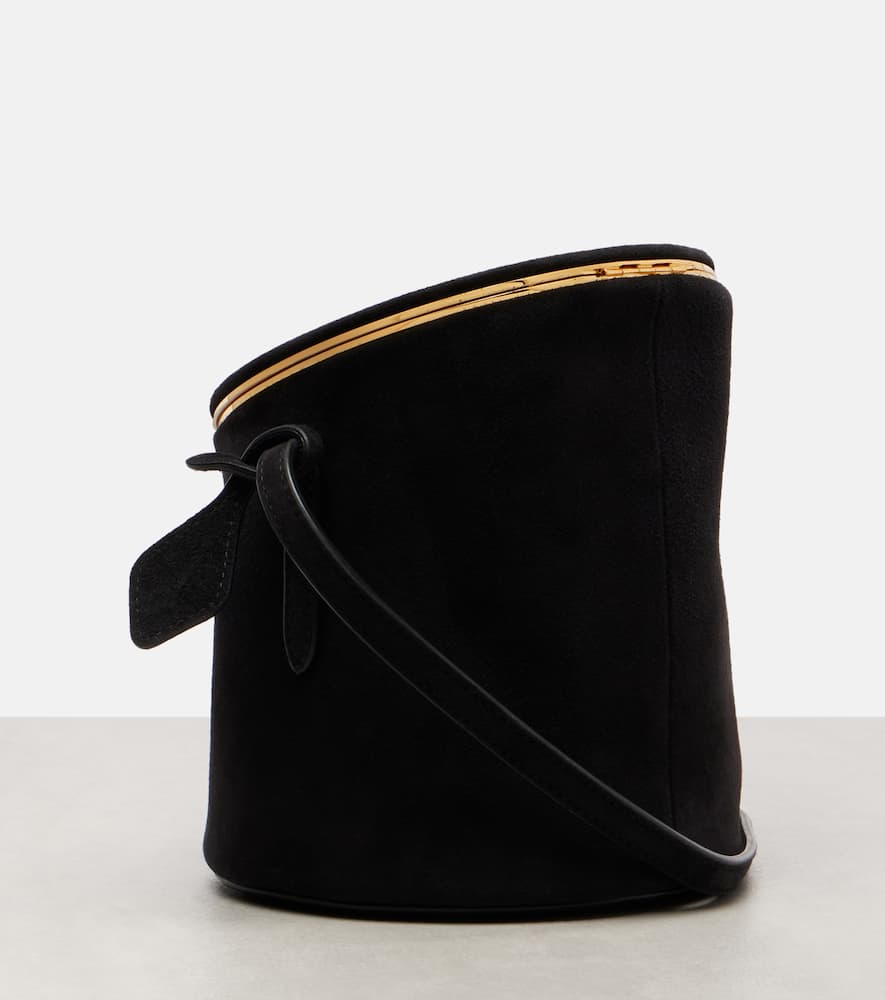 Alaïa La Canette Small Suede Bucket Bag In Black