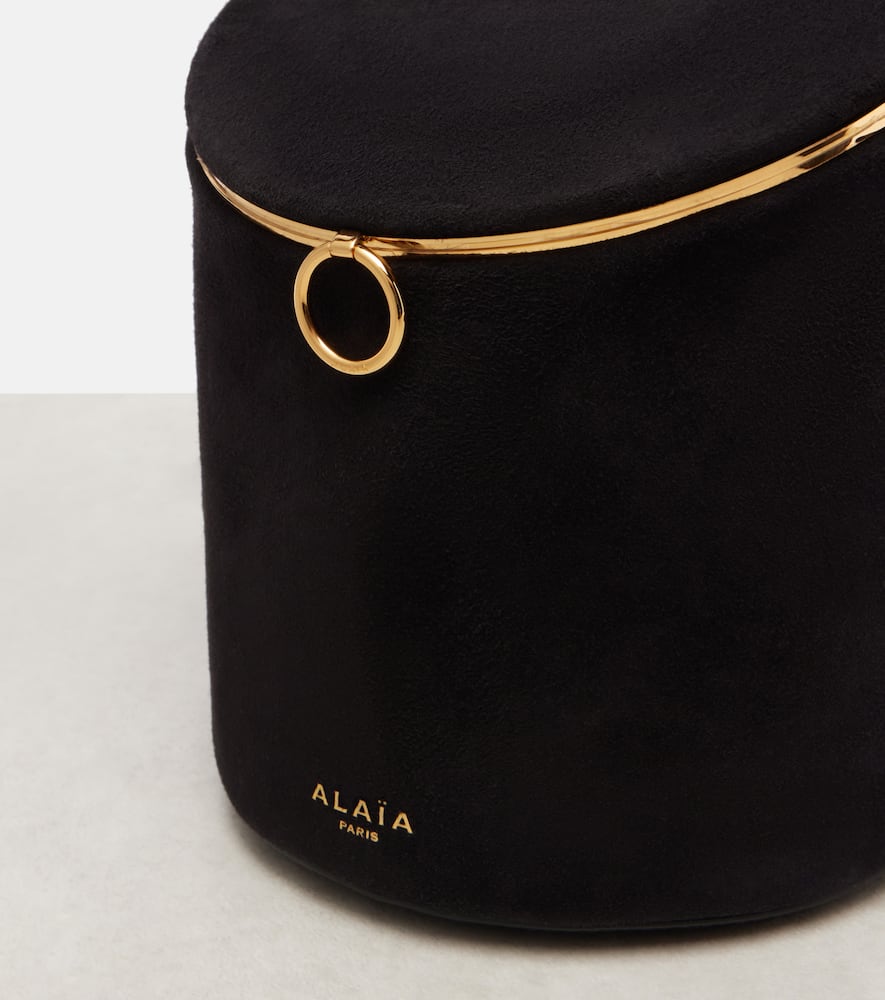 Alaïa La Canette Small Suede Bucket Bag In Black