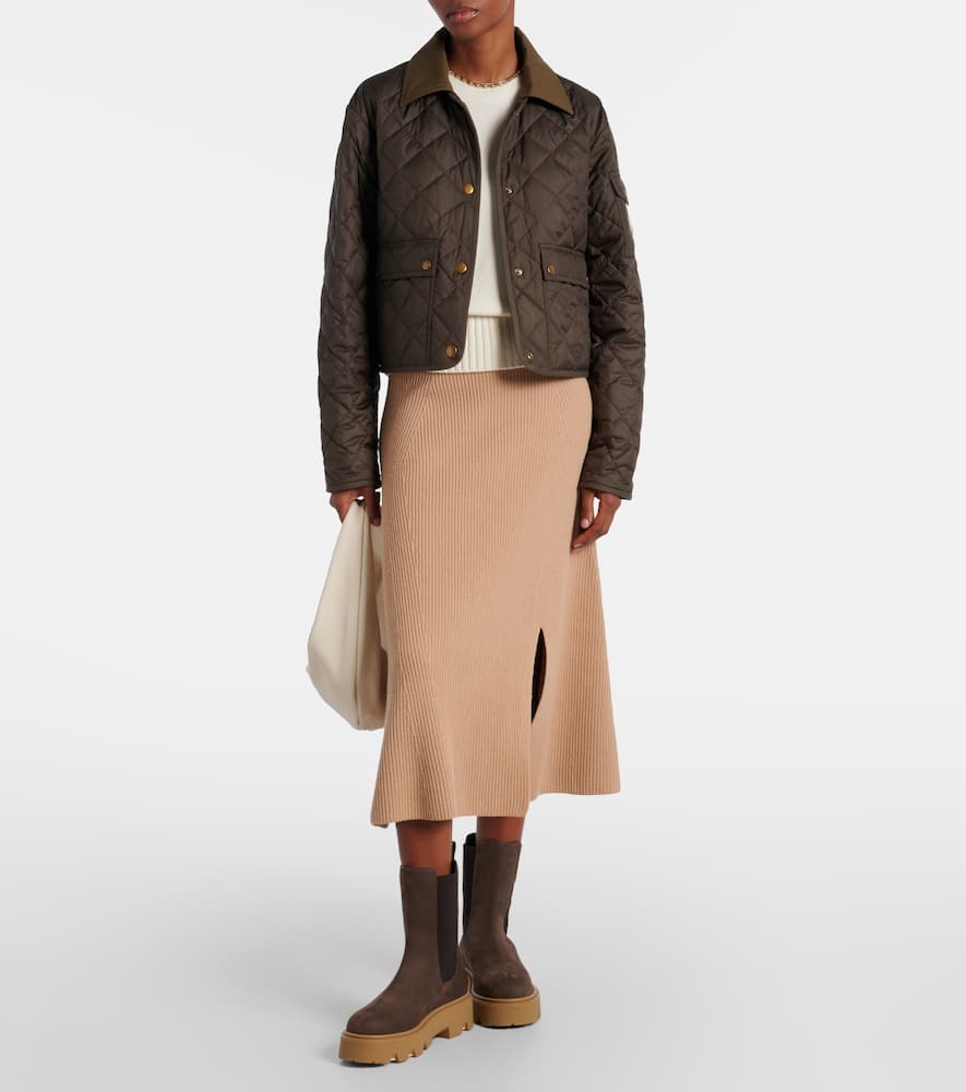 Moncler Knitted Wool And Cashmere Midi Skirt In Brown