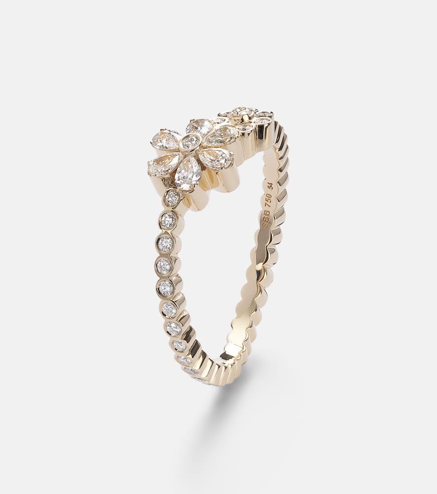 Sophie Bille Brahe Cosmos Fleur 18kt Gold Ring With Diamonds In Gold