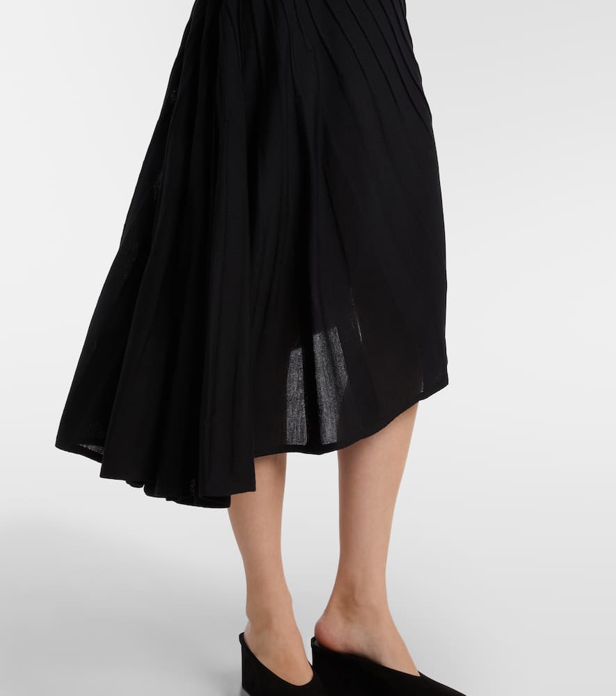 Alaïa Asymmetric Virgin Wool Midi Dress In Black