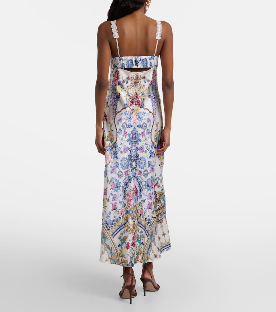Camilla Embellished Printed Silk Satin Midi Dress In Multi