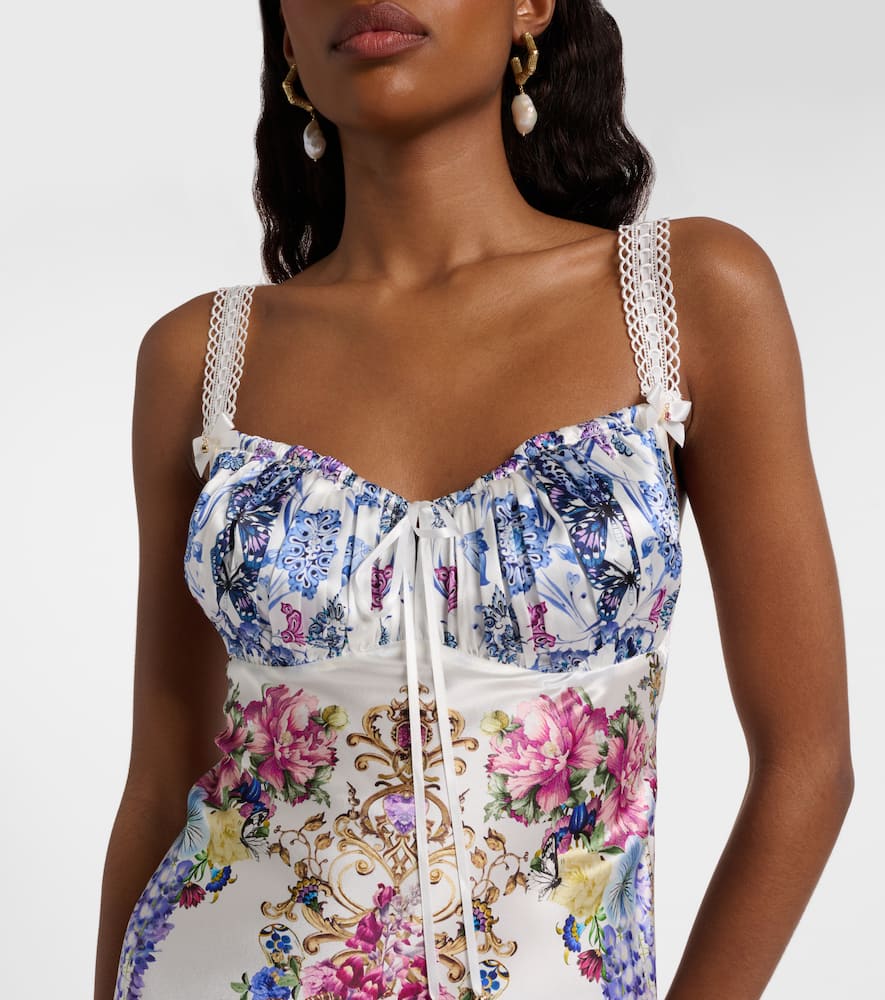 Camilla Embellished Printed Silk Satin Midi Dress In Multi