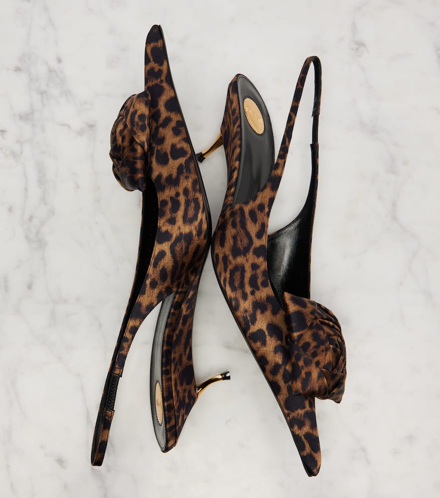 Saint Laurent Dakota 50 Leopard-print Slingback Pumps In Brown