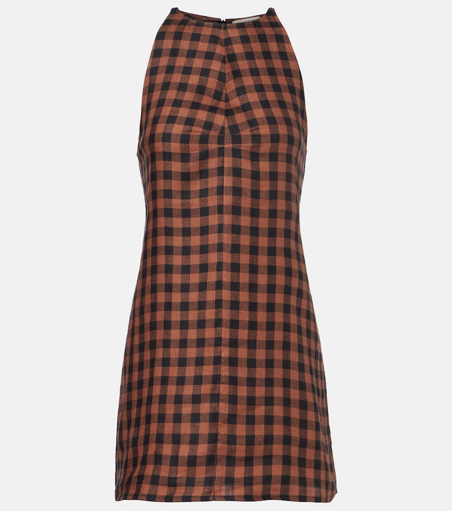 Asceno Antigua gingham linen minidress