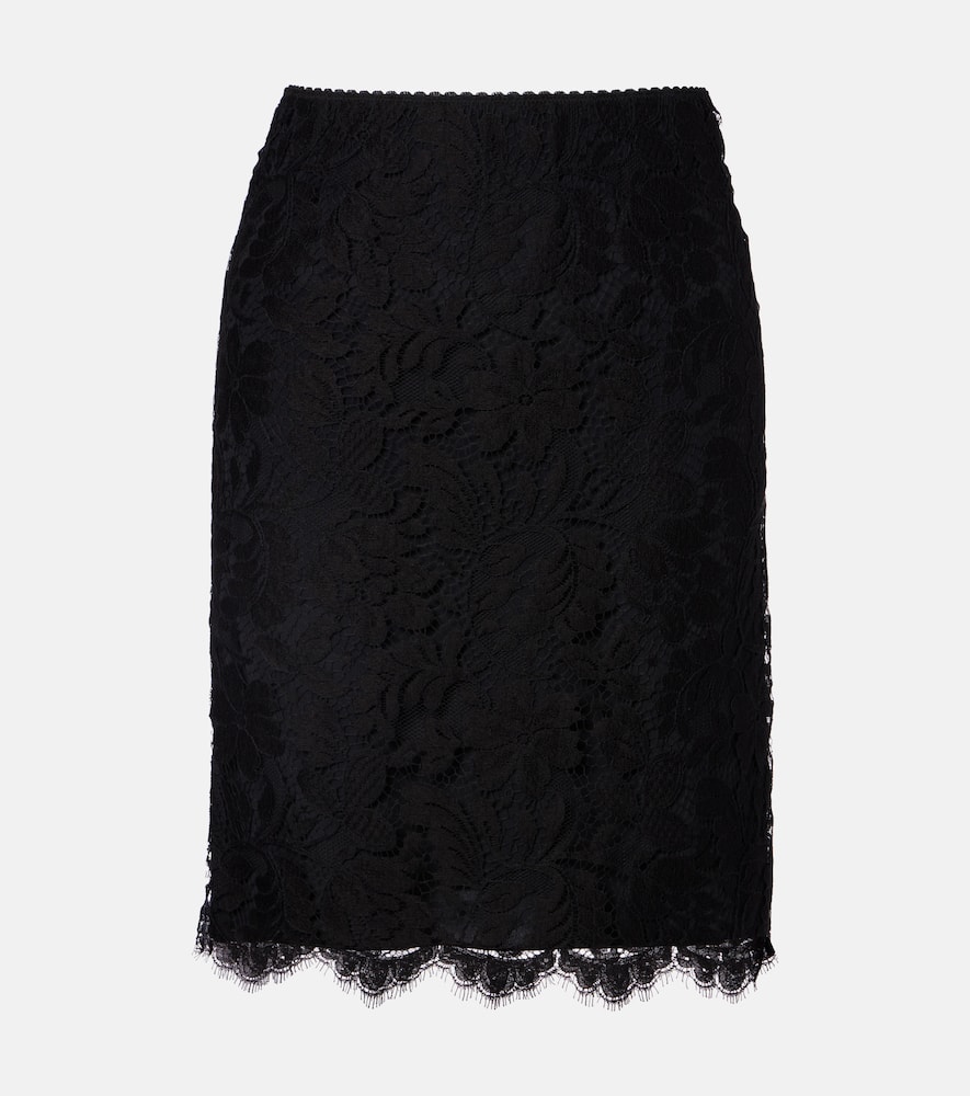 Chloé Floral Cotton-blend Lace Midi Skirt In Black