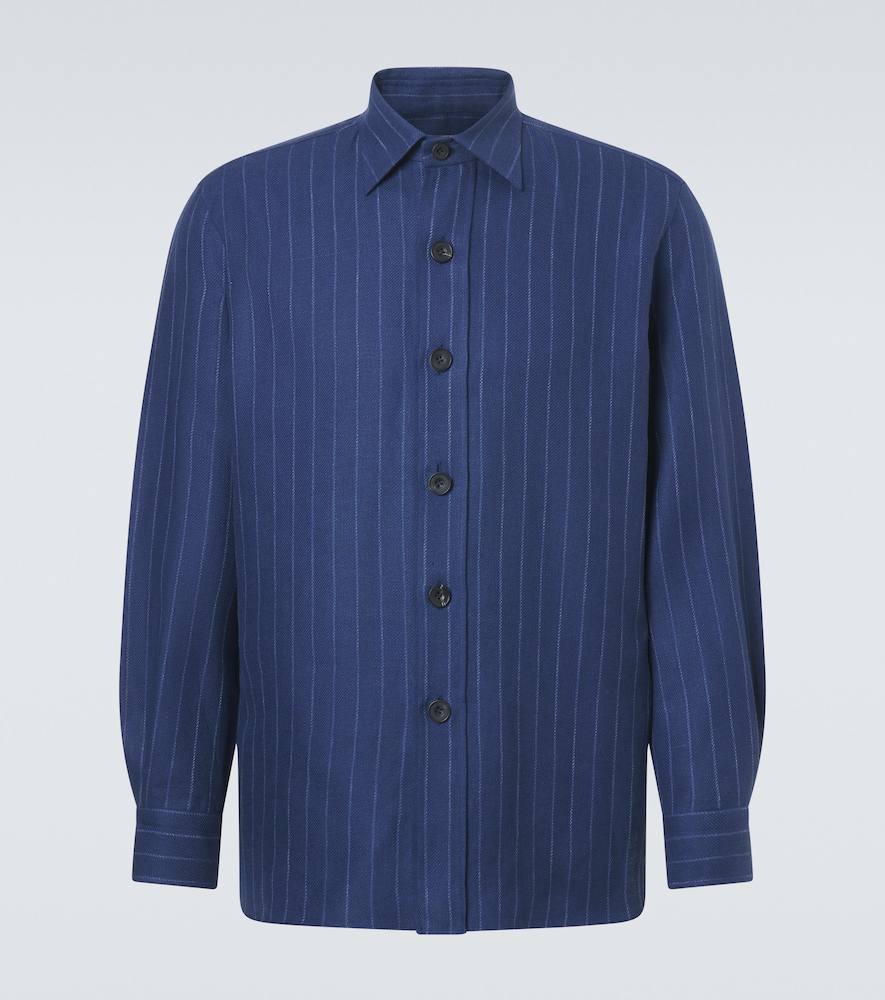 Rubinacci Striped Linen and Wool Shirt