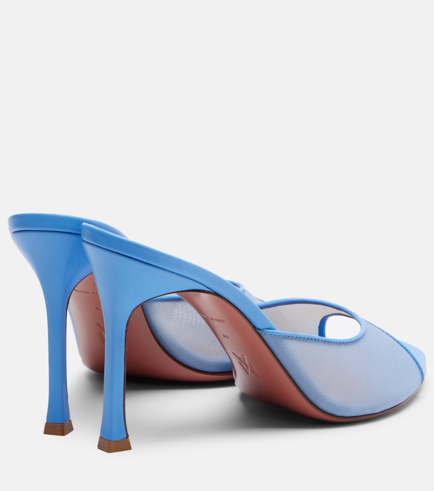  Amina Muaddi Amina Muaddi Alexa Leather-trimmed Mesh Mules 