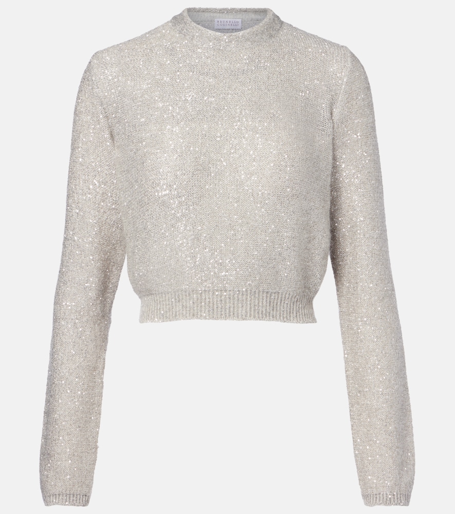 Brunello Cucinelli Sequined Sweater In Neutral