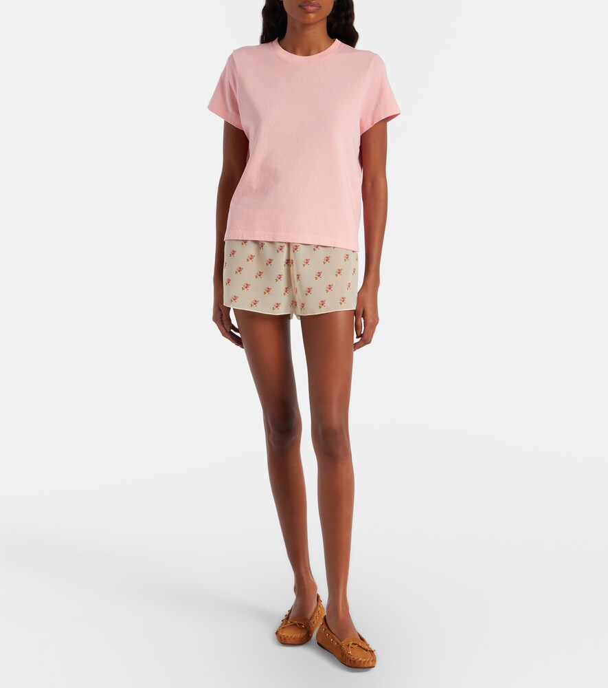 Khaite Tilly floral silk organza shorts