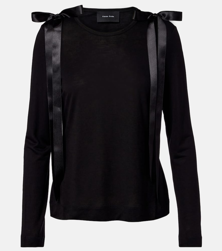 Simone Rocha Bow-detail Jersey Top In Black