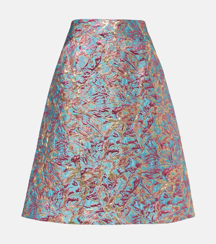 Dries Van Noten Women's Turquoise Brocade Midi Skirt UK Size 8 - Mytheresa