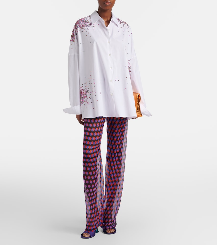 Dries Van Noten Polka-dot silk straight pants
