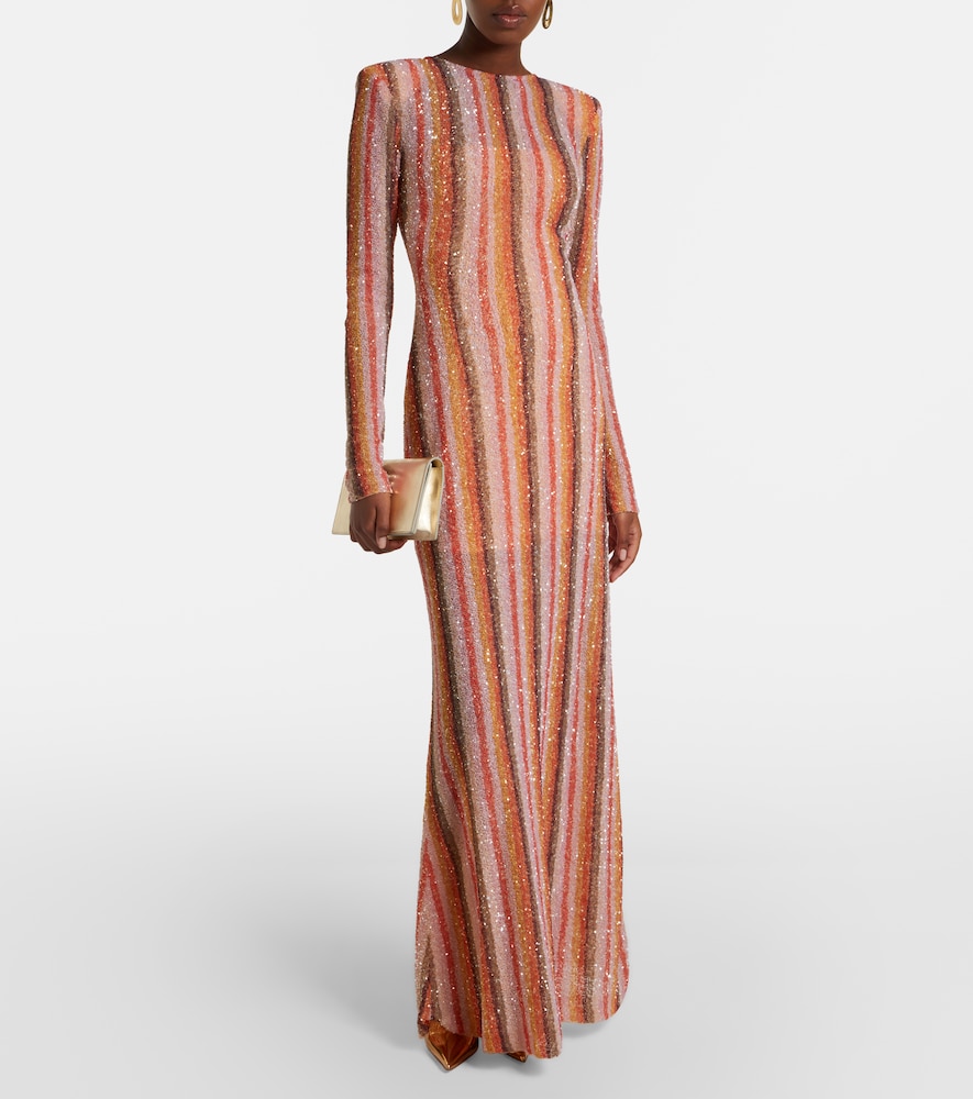  Rachel Gilbert Rachel Gilbert Isadora Sequined Striped Gown 
