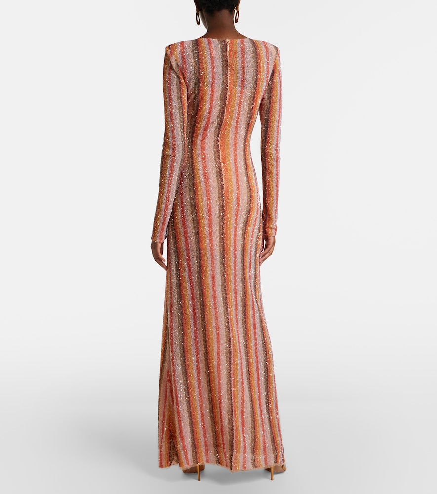  Rachel Gilbert Rachel Gilbert Isadora Sequined Striped Gown 
