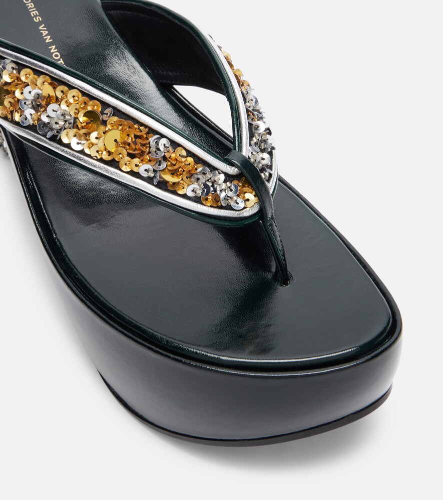  Dries Van Noten Dries Van Noten Plateausandalen Mit Pailletten 