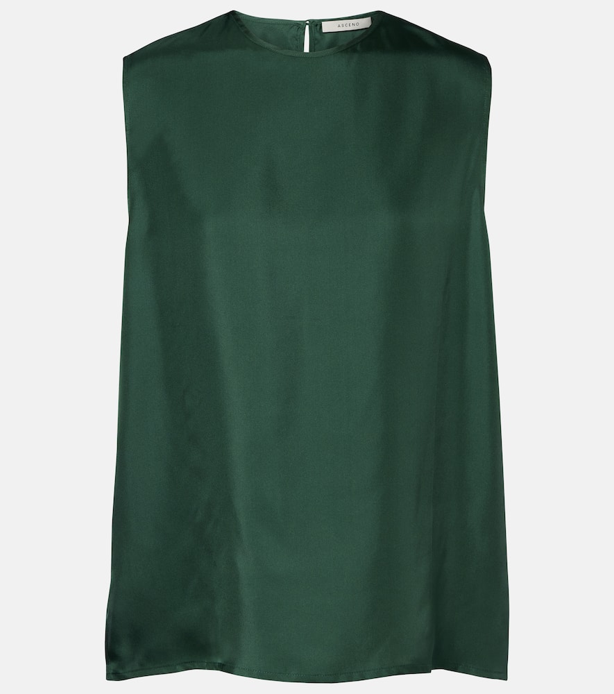 Asceno Trento Silk Twill Tank Top In Green