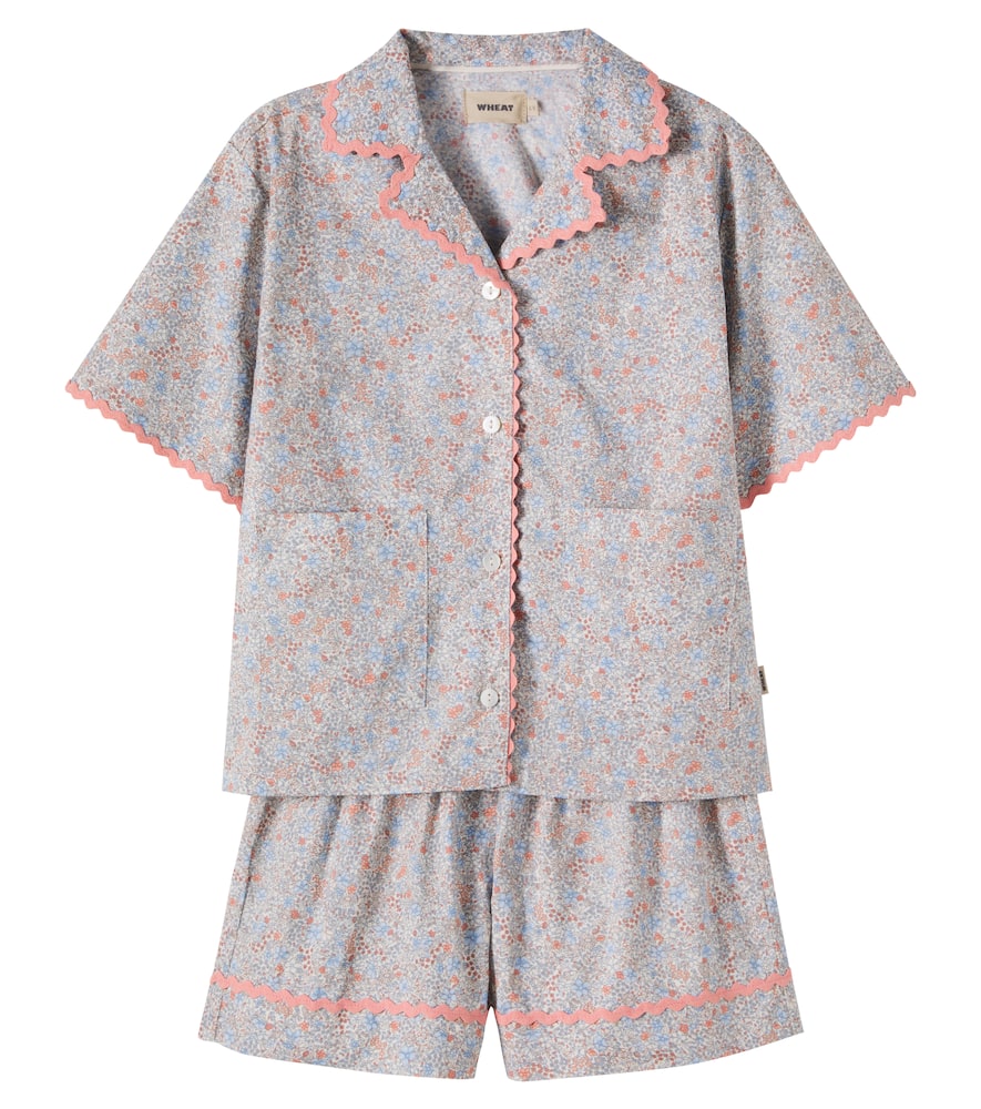 Wheat Kids' Vilma Floral Cotton Shirt And Shorts Set In Multi