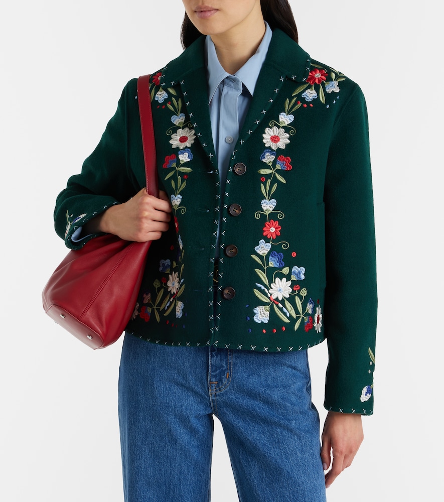Rixo Jude embroidered floral wool-blend jacket
