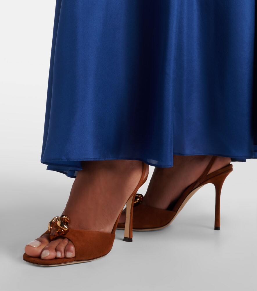 Jimmy Choo Emani embellished suede slingback sandals