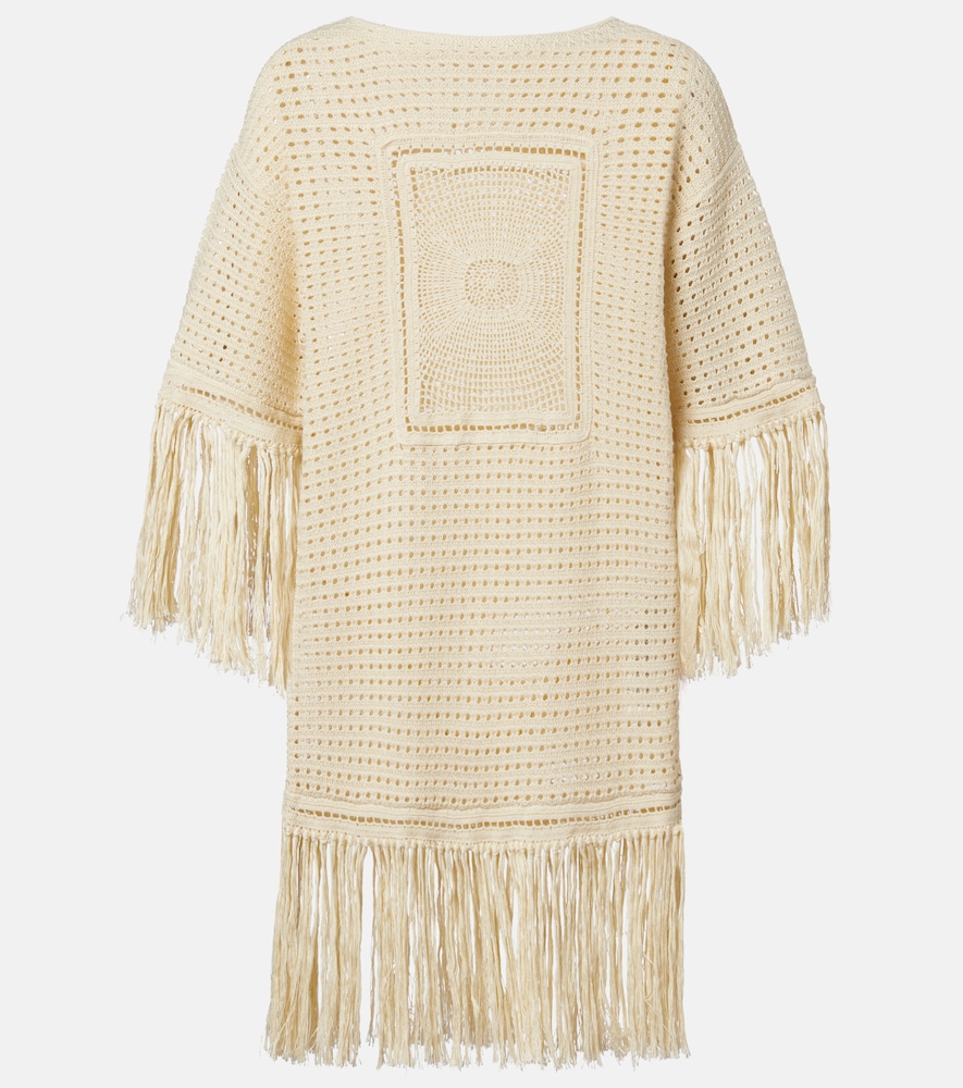 Zimmermann Indra crochet fringed cotton minidress