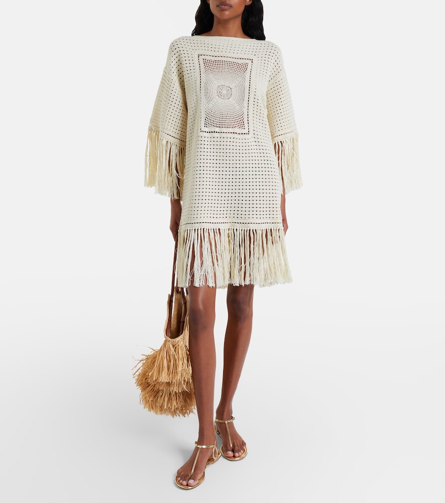 Zimmermann Indra crochet fringed cotton minidress