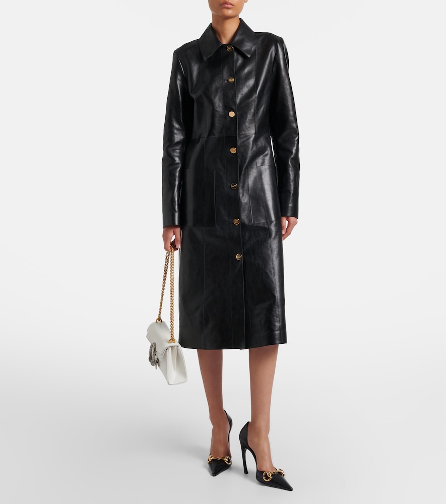  Gucci Gucci Interlocking G Leather Coat 