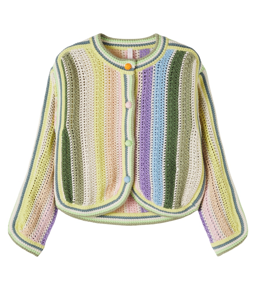 Zimmermann Kids Indra striped crochet cotton cardigan