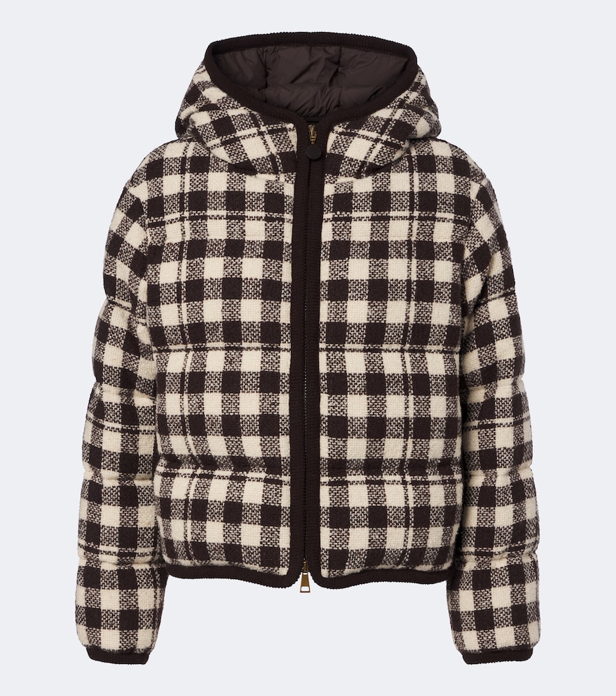 Moncler Women's Brown Gingham Wool-Blend Down Jacket UK Size 10 - Mytheresa