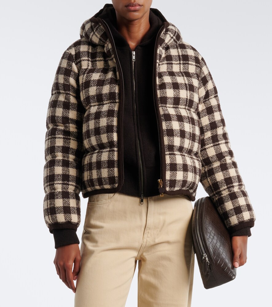 Gingham Wool-Blend Down Jacket