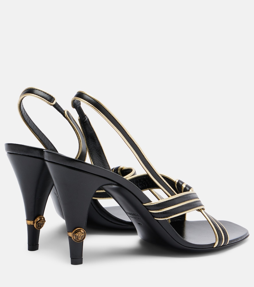  Versace Versace Gianni Leather Slingback Sandals 