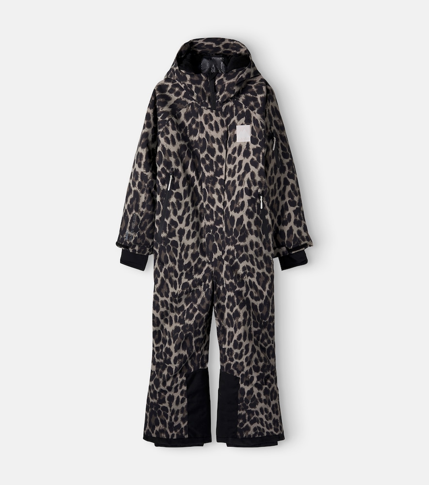 Tuta da sci Hux con stampa leopardata