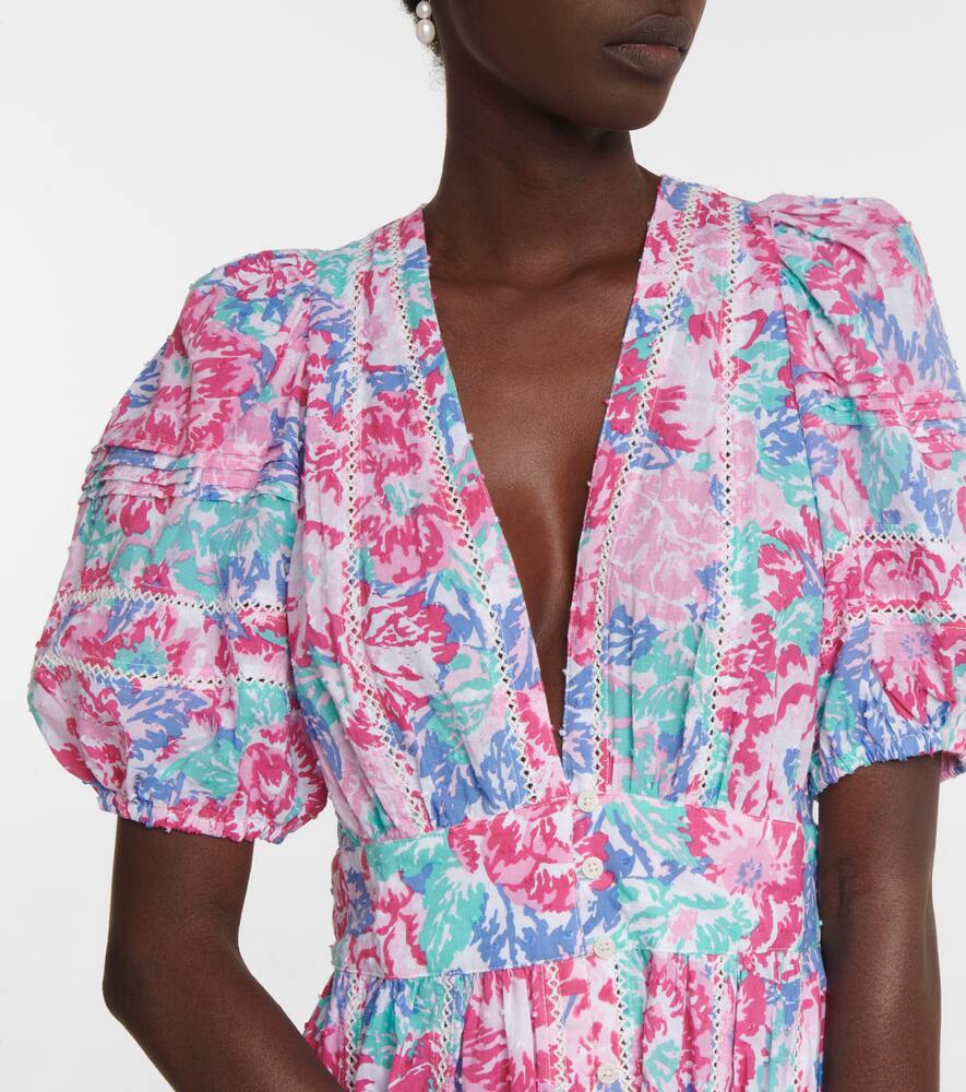 Poupette St Barth Reine Floral Midi Dress In Pink Rugosa