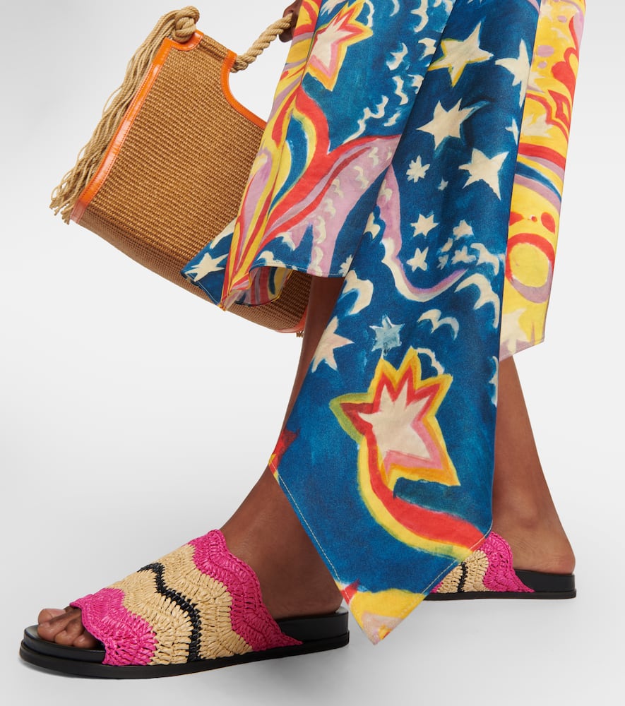 Marni Crochet Sandals In Fuchsia/natural