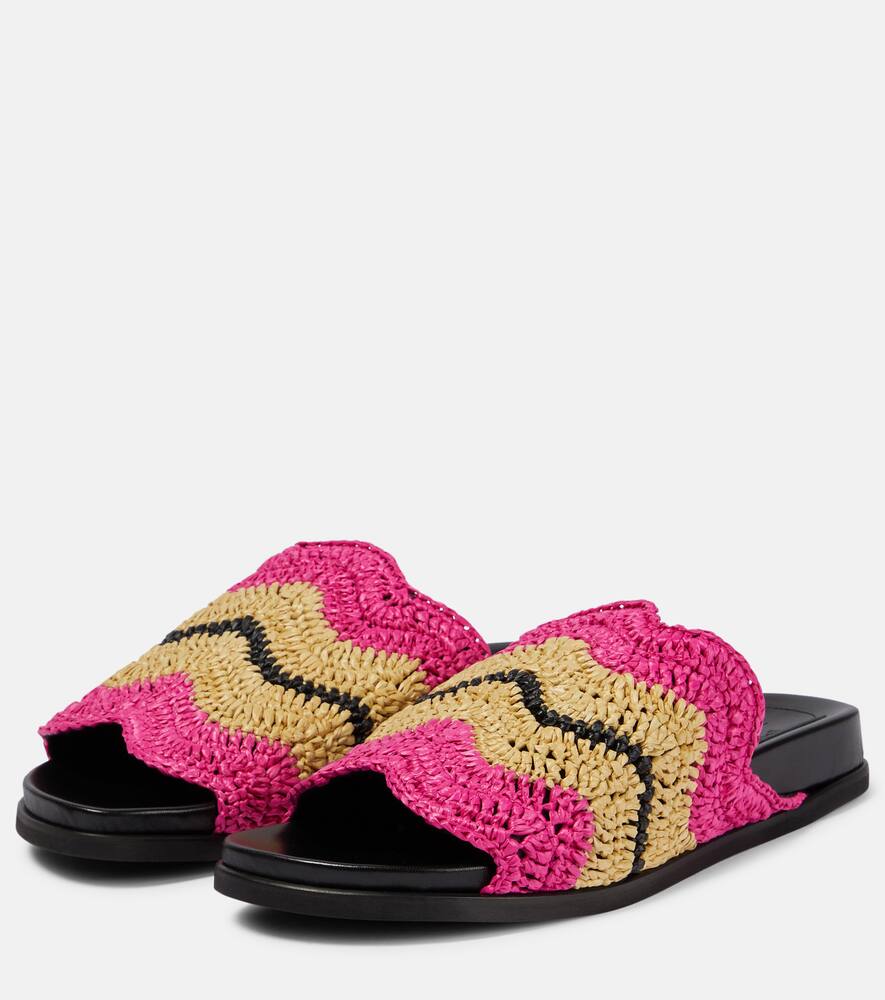 Shop Marni Crochet Sandals In Fuchsia/natural