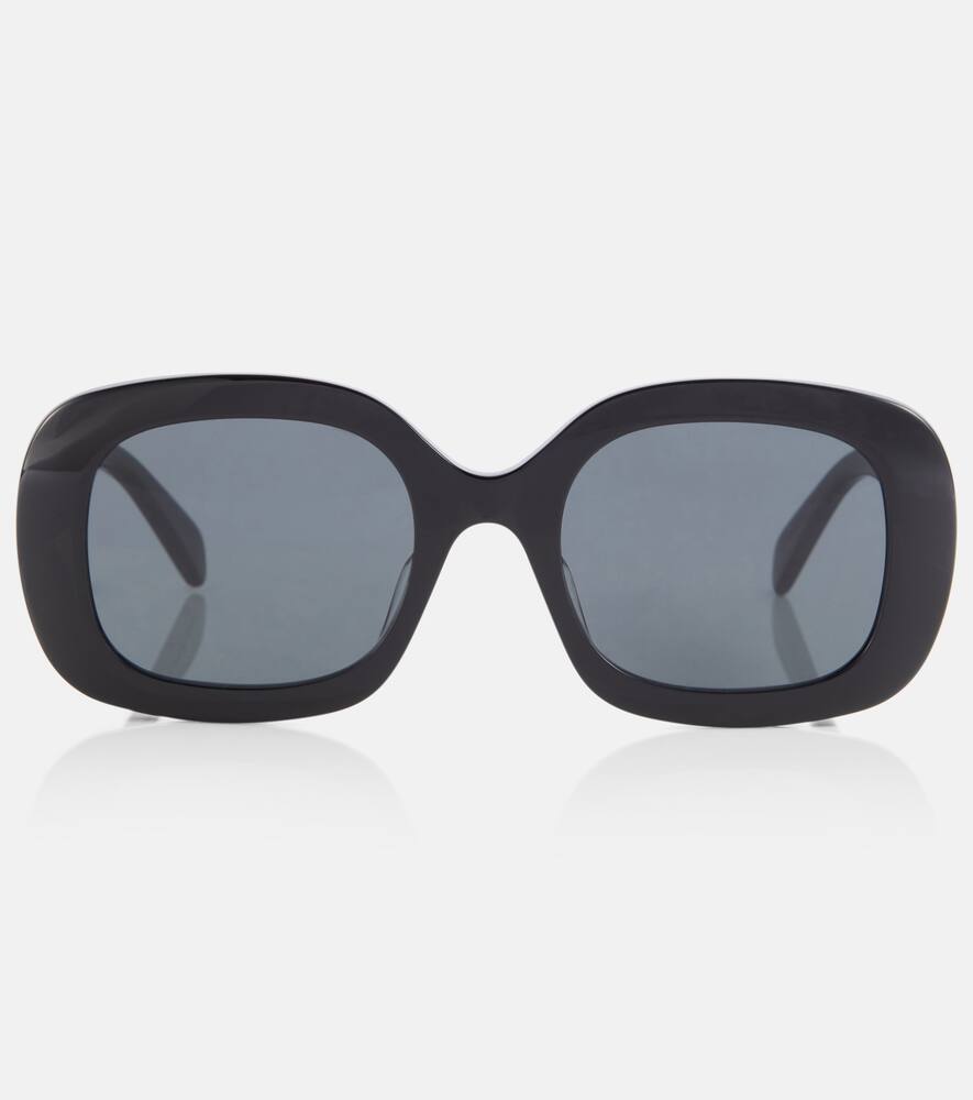 Celine Triomphe 10 Square Sunglasses In Shiny Black /smoke