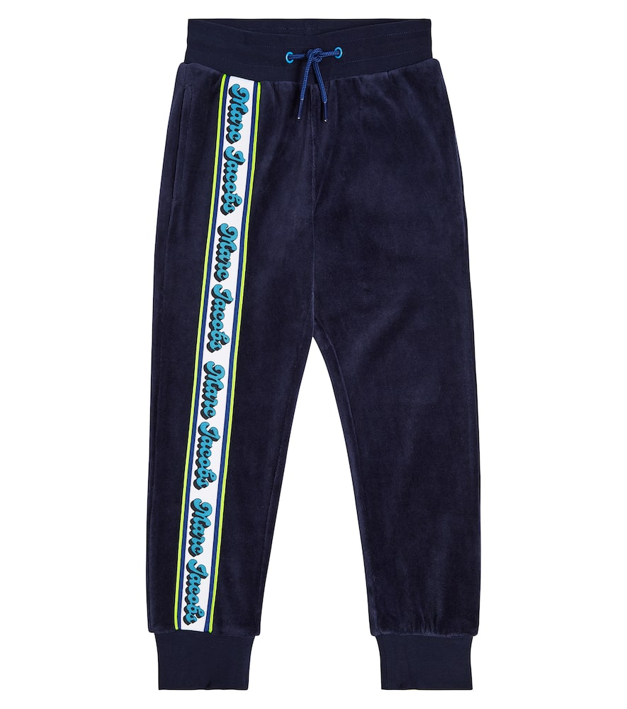 Shop Marc Jacobs Logo Velvet Sweatpants In Blue