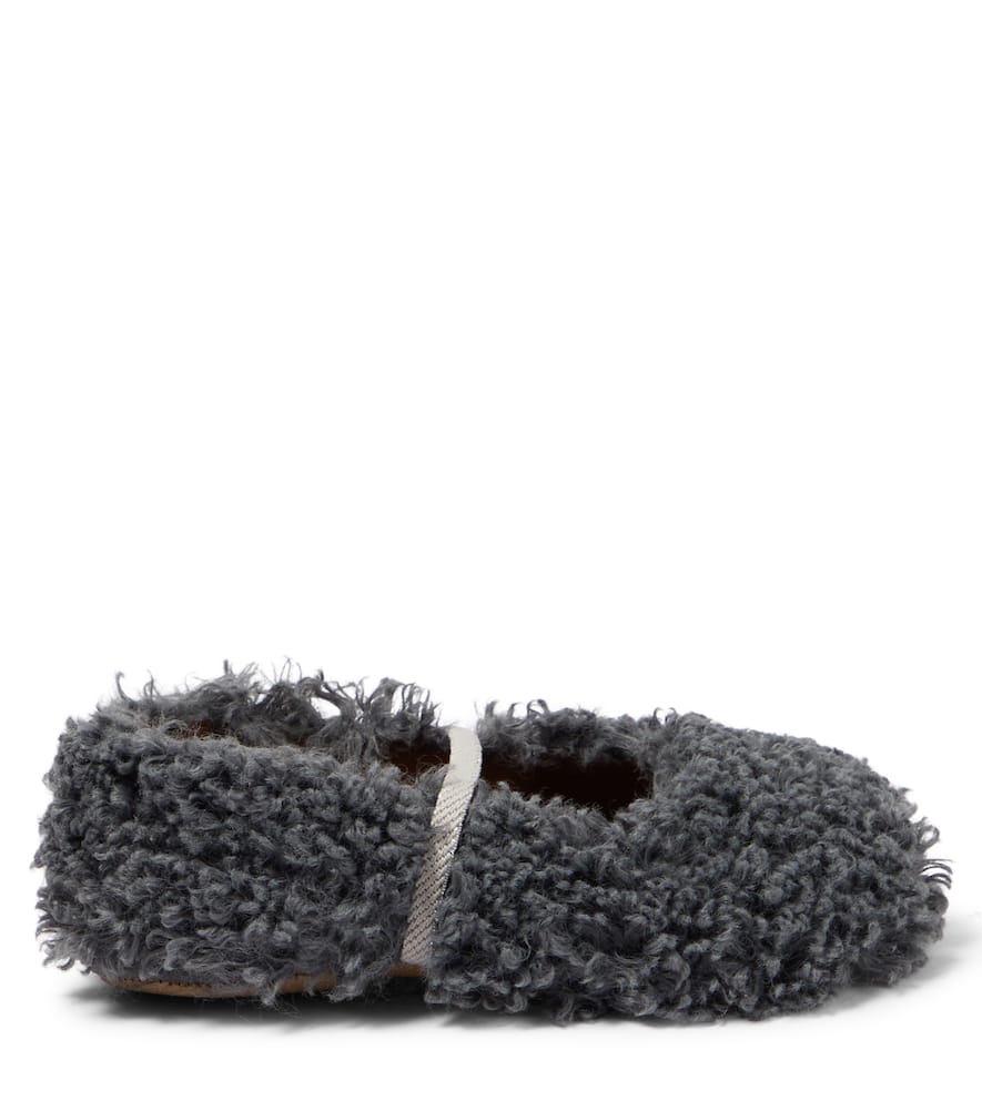 Pèpè Faux Shearling Ballet Flats In Grey