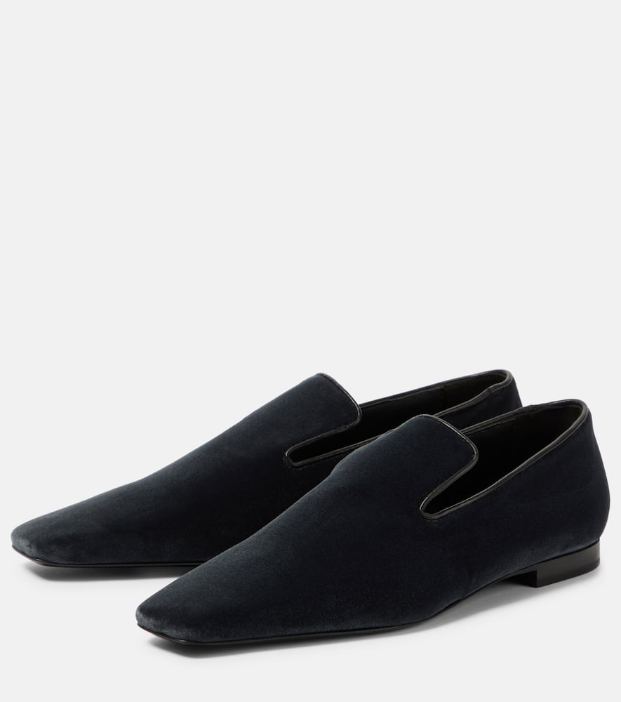 Shop Totême The Venetian Suede Slippers In Grey