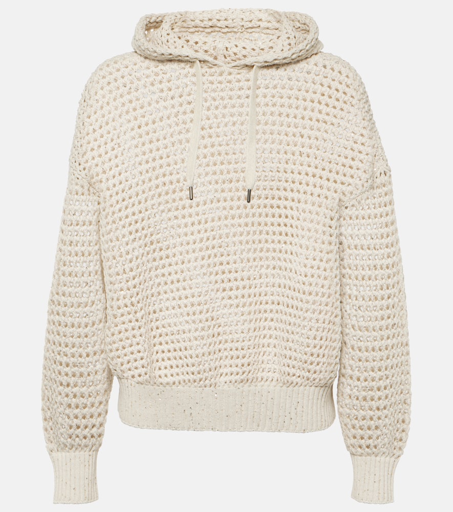 Brunello Cucinelli Open-knit cotton-blend hoodie