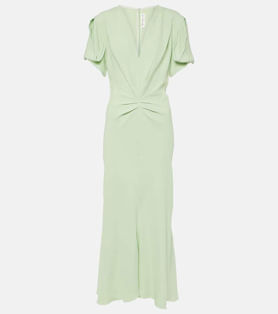 Victoria Beckham Jade Green Ruffled Midi Dress In Green