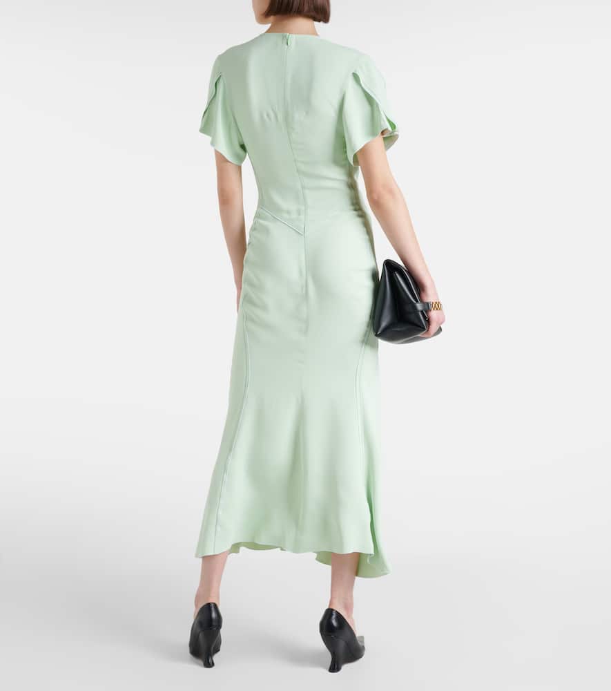 Victoria Beckham Jade Green Ruffled Midi Dress In Green