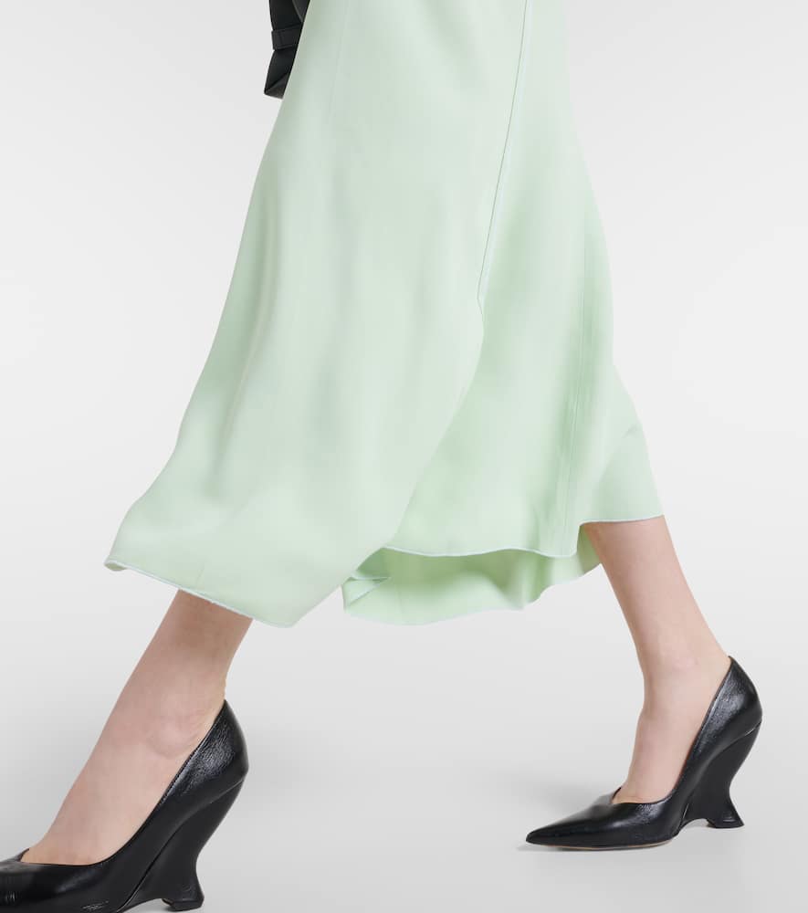 Victoria Beckham Jade Green Ruffled Midi Dress In Green
