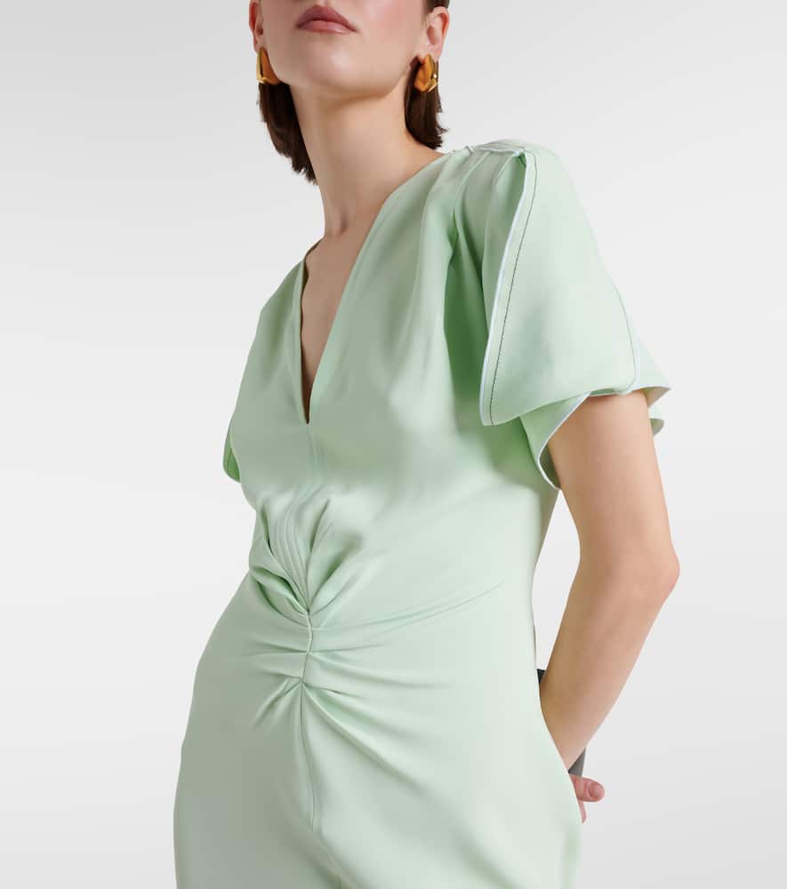 Victoria Beckham Jade Green Ruffled Midi Dress In Green