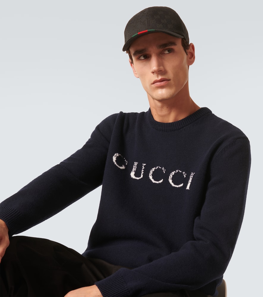 Gucci Original Gg Fabric Baseball Cap With Web Ribbon In Black