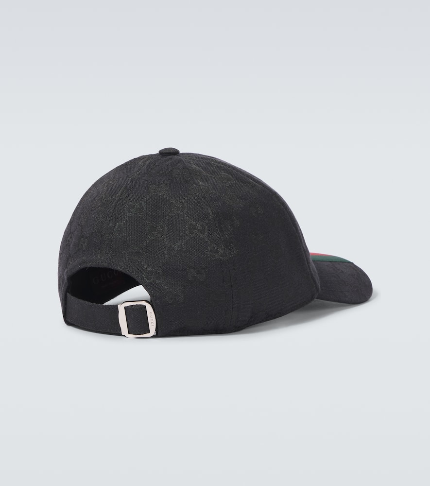 Gucci Original Gg Fabric Baseball Cap With Web Ribbon In Black