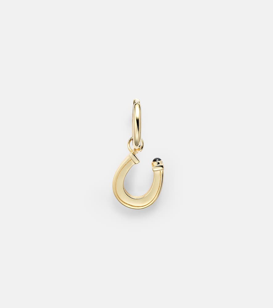 Marie Lichtenberg Baby Charm Horseshoe 18kt Gold Single Earring With Sapphire In Gold