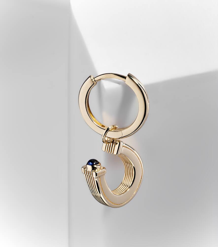 Marie Lichtenberg Baby Charm Horseshoe 18kt Gold Single Earring With Sapphire In Gold