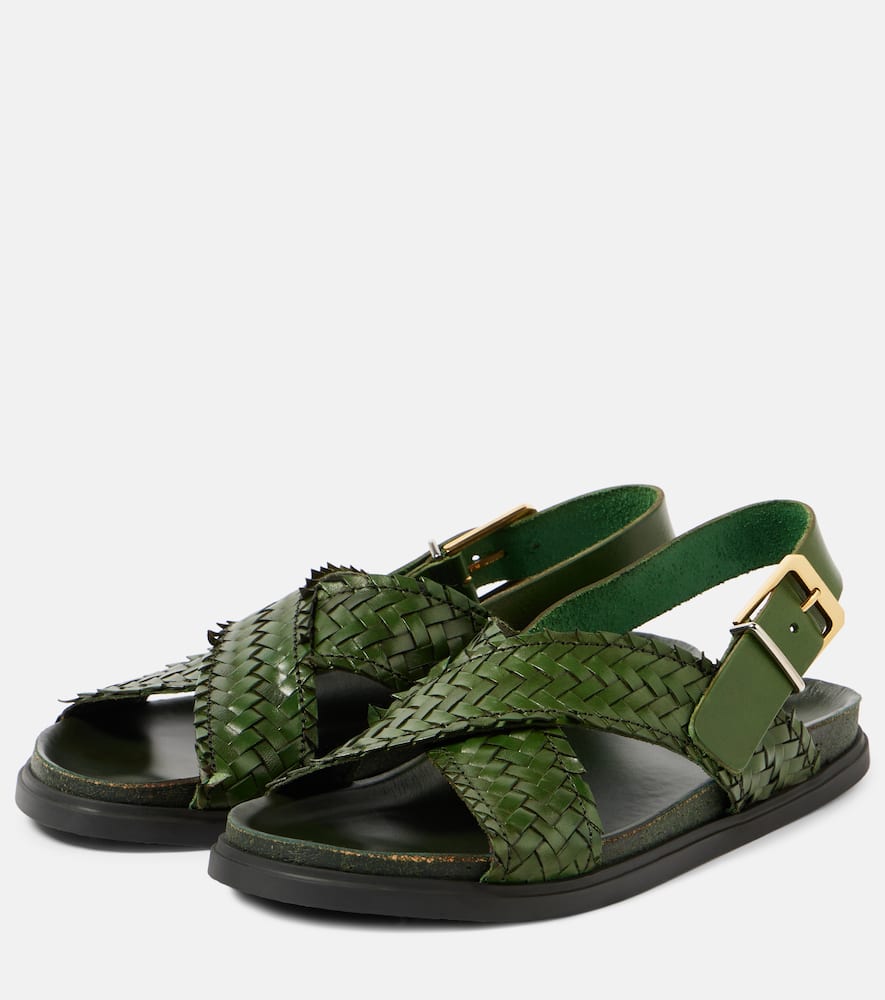 The Row Buckle Sandal In Green