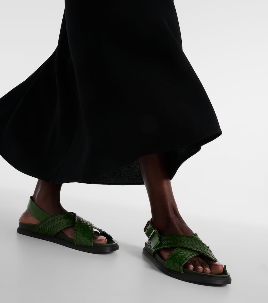 The Row Buckle Sandal In Green